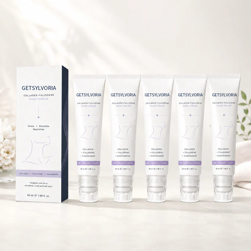 Getsylvoria™ 5-Roller Neck Firming Cream – Collagen & Hyaluronic Acid for Smoother, Tighter-Looking Neck Skin