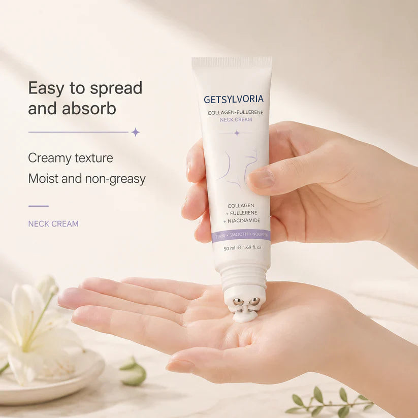Getsylvoria™ 5-Roller Neck Firming Cream – Collagen & Hyaluronic Acid for Smoother, Tighter-Looking Neck Skin