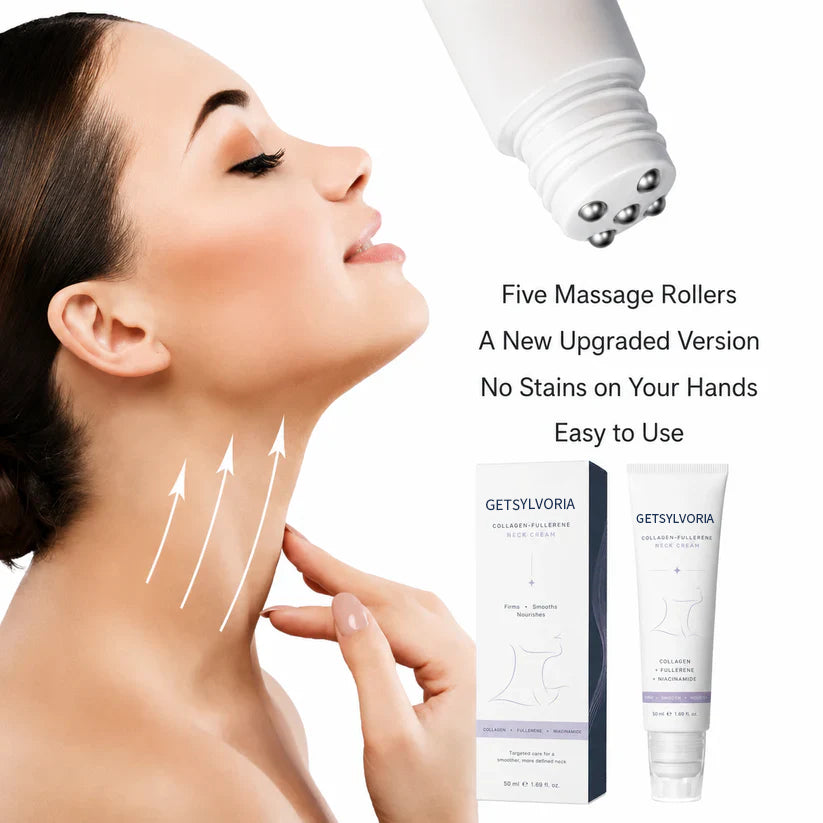 Getsylvoria™ 5-Roller Neck Firming Cream – Collagen & Hyaluronic Acid for Smoother, Tighter-Looking Neck Skin